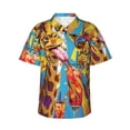 thumbnail image 2 of Goofa Colorful Giraffes with Drinks Hawaiian Shirt for Men, Unisex Summer Beach Casual Short Sleeve Button Down Shirts,Aloha Tropical Floral print shirt-Medium, 2 of 9