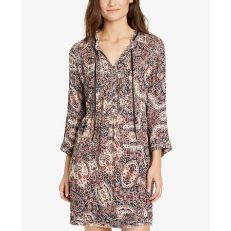 William Rast Atalia Printed Raw Edge Dress Dawn Blue L