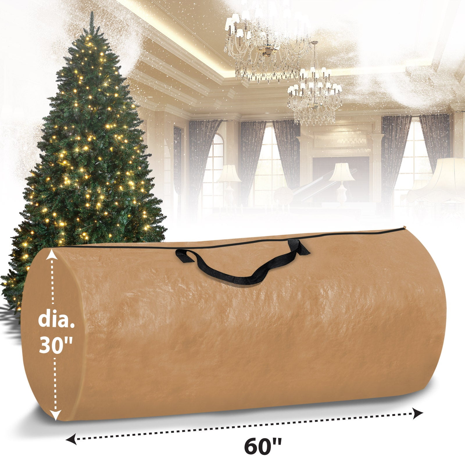 Christmas Tree Storage Bag for 9ft Tall Tree Container/Holder Heavy Duty Tree Bags Holiday Storage Bags, Umbrella Storage bag, Tan, 10 Pack