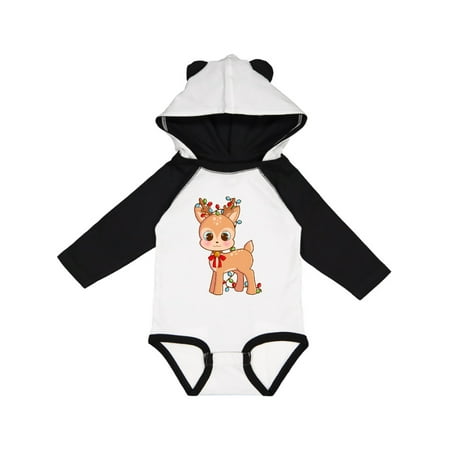 

Inktastic Cute Christmas Reindeer with Christmas Lights Gift Baby Boy or Baby Girl Long Sleeve Bodysuit