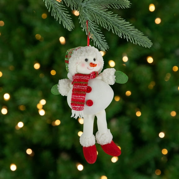 13" Jolly Smiling Plush Snowman Hanging Christmas Ornament