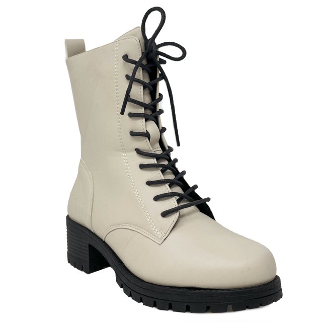 New Women's Lug Sole Platform Combat Ankle Bootie Lace up Side Zipper Bootie
