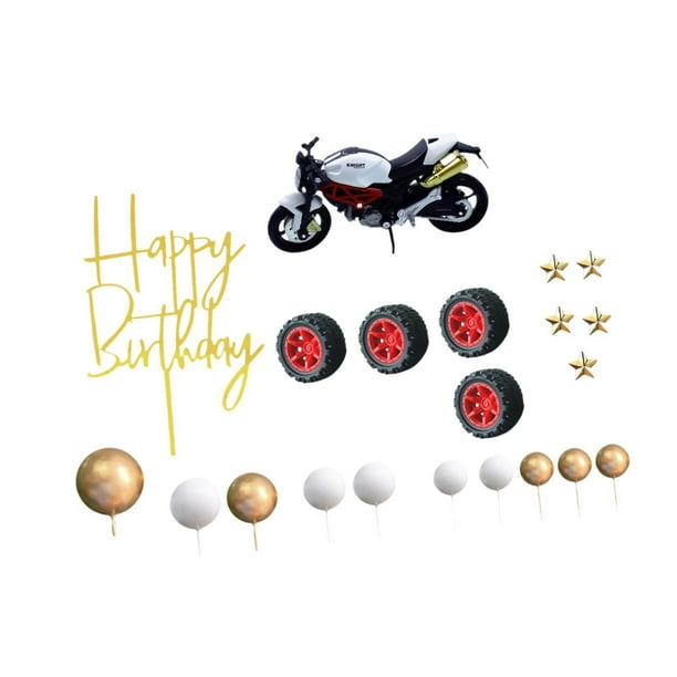 Adorno para tarta de cumpleaños, decoración para fiesta con temática de motos, carreras de motos para niños Estilo C