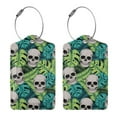 thumbnail image 3 of Disketp 2 Pcs Luggage Tag For Suitcase,Skull And Palm Leaves Leather Baggage Tag With Stainless Steel Loop Privacy Cover For Women Men Girls, 3 of 5