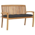 thumbnail image 1 of vidaXL Banc de Jardin Empilable avec Coussin 128.5 cm en Bois de Teck Massif, 1 of 5