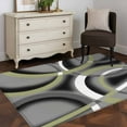 thumbnail image 4 of Rectangle Area Rugs 2.7 x 5 Ft, Sage Green Geometric Non-Slip Residential Carpet, Grey Retro Abstract Striped Art Indoor Crawling Mats Runner Rugs for Living Room/Dining Room/Bedroom, 4 of 8