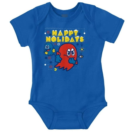 

Ugly Christmas Pattern PACMAN Ghosts Romper Boys or Girls Infant Baby Brisco Brands NB
