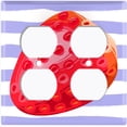 thumbnail image 3 of Metal Light Switch Plate Cover Ripe Red Strawberry Purple Stripes FUT005, 3 of 13