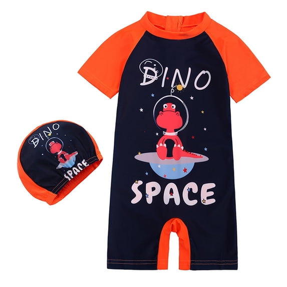 Rovga Boys Swimwear Swimsuit 1 Piece Zipper Bathing Suit Swimwear With Hat Rash Guard Surfing Suit