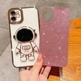 thumbnail image 5 of Designed for iPhone 12 Pro Max Glitter Case Luxury Plating Astronaut Hidden Stand Case, Cute 3D Kickstand, Bling Slim Thin Shockproof for Women Girls Protective Clear Phone Cover Case, Black, 5 of 7