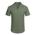 thumbnail image 3 of YYDGH Men's Linen Shirts Short Sleeve Button Down Shirt for Men Fashion Casual Summer Beach Shirt Green M, 3 of 4