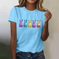 thumbnail image 2 of Staron Women's Casual Short Sleeve T-Shirt Easter Round Neck Basic Top Loose Comfy Relaxed Fashion Tee, Blue XL, 2 of 4