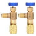 thumbnail image 1 of Yunxwd Réfrigérant de climatisation 2 pièces vanne de réfrigération vanne de Commande de réfrigérant de climatisation Adaptateur de Charge de fluorure pour Filetage R22 R404 R407 1/4SAE, 1 of 14