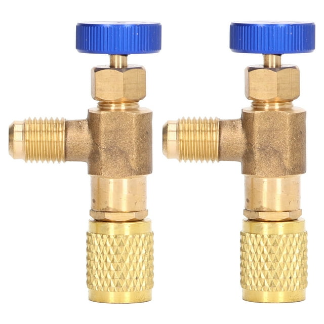 Yunxwd Réfrigérant de climatisation 2 pièces vanne de réfrigération vanne de Commande de réfrigérant de climatisation Adaptateur de Charge de fluorure pour Filetage R22 R404 R407 1/4SAE