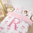 thumbnail image 3 of Manfei Dreamy Ribbon Bowknot Twin Bedding For Girl,Pink Letter R Initial Lettering Duvet Cover Set,Pink Reversible,2 Pieces(No Comforter), 3 of 6