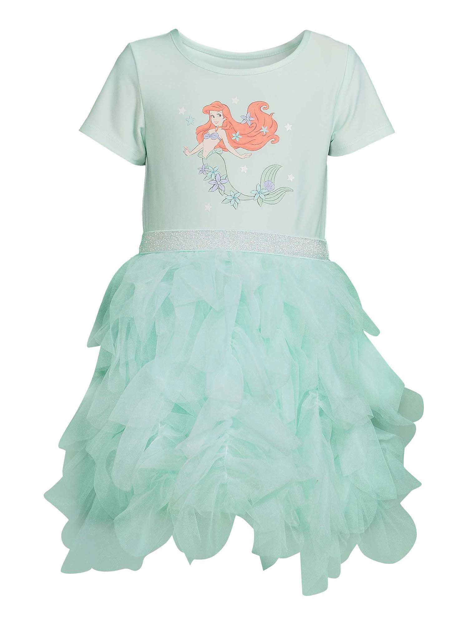 Disney The Little Mermaid Toddler Girl Short Sleeve Tutu Dress, Sizes 12M-5T