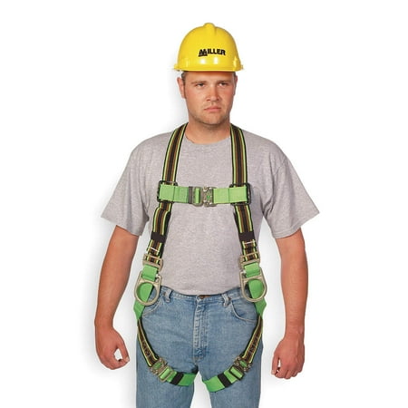 Chest D-rings - Miller by Honeywell Universal DuraFlex Ultra Full Body Style Harness With Back And Side D-Ring, Friction Shoulder Strap Buckle, Quick Connect Leg And Chest Strap Buckle, Comfort-Touch Back D-Ring