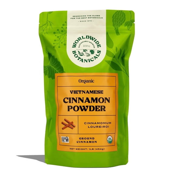 Worldwide Botanicals Organic Cinnamon Powder - Premium Ground Cinnamon Spice -1 Pound - 100% Pure Vietnamese Cinnamon | Sustainably Harvested in Wild Forests | Kosher | (16 ounces)