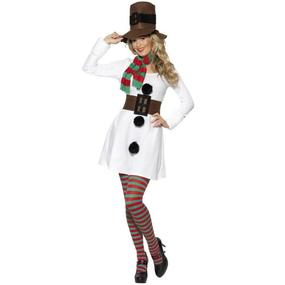 Smiffys Miss Snowman Fancy-Dress Costume for Women with Hat, Scarf, and Belt for Adults, Large