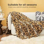 Cozy Bliss Leopard Print Throw Blanket Plush Blanket, Brown Leopard, 50*60