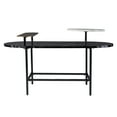 thumbnail image 3 of JERFIT Modern Oval Coffee Table with Storage Shelf, Faux Marble Top and Metal Frame for Living Room, Sofa Table, Black Cocktail Table, 3 of 8