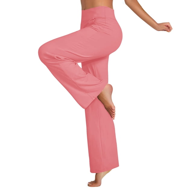 Timegard Yoga Pants for Women Wide Leg High Waisted Athletic Workout Running Gym Pants with Pockets