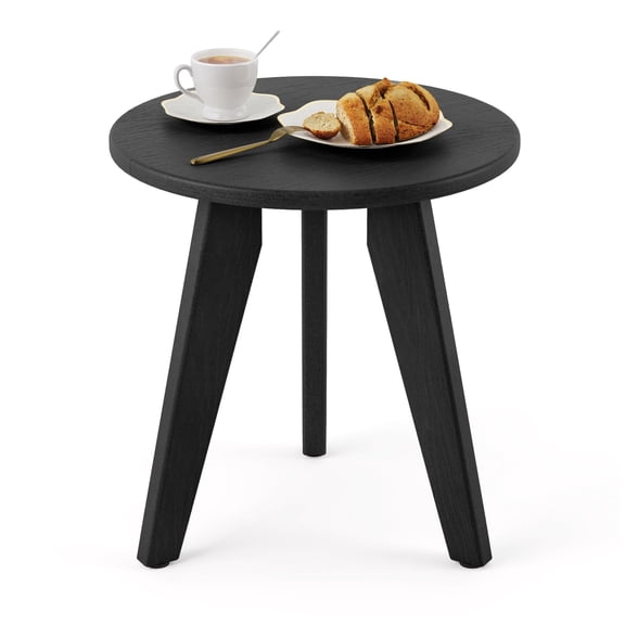 Outdoor Side Table, Small Round Side Table Weather-Resistant, Outdoor Side Tables for Patio, Porch, Deck, End Table for Plant Stand, Living Room, Bedroom, Black