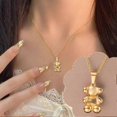 thumbnail image 2 of Pendientes colgantes con forma de oso brillante para mujer, chapados, ideales como regalo para parejas., 2 of 5