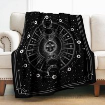 Sun and Moon Blanket Gifts for Women Girls Mom, Space Psychedelic Decoration for Home Bedroom Living Room Office Dorm, Soft Comfort Lightweight Throw Blankets Black 50"x60"