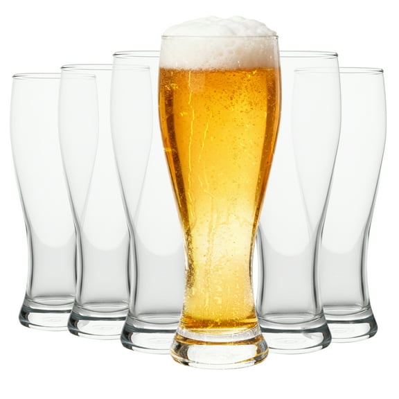6 Pack 15oz Pilsner Beer Glasses Drinking Glasses Bar Glassware for Home Kitchen Entertainment