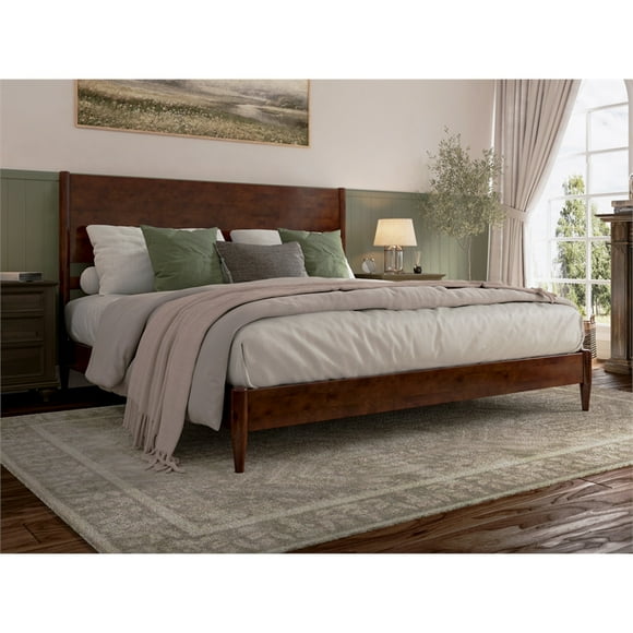 Pasadena King Wood Low Profile Platform Bed in Walnut
