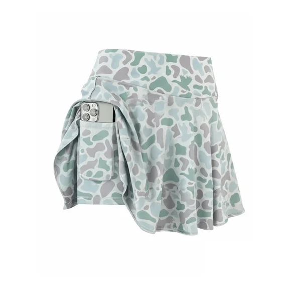 Multicolor Camo Print High-Waist Wrap Skort With Side Pocket