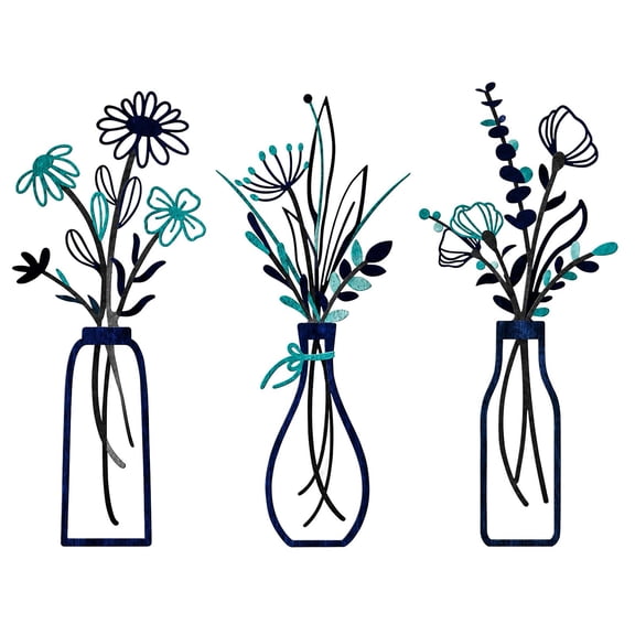 Metal Flower Wall Art 3D Hollow Rustic Floral Wall Decor, Minimalist Metal Wall Sculpture for Living Room, Bedroom, Bathroom, Housewarming Gift (1 Set)