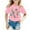 Pink, variant on Girls Fashion Casual Letter Round Neck Short Sleeved T Shirt Top - Soft Breathable Fabric - 1-13 Years - Size 100-160