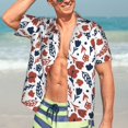 thumbnail image 5 of Lsque Red Blue Leaves pattern Hawaiian Shirt for Men, Unisex Summer Beach Casual Short Sleeve Button Down Shirts-XX-Large, 5 of 9