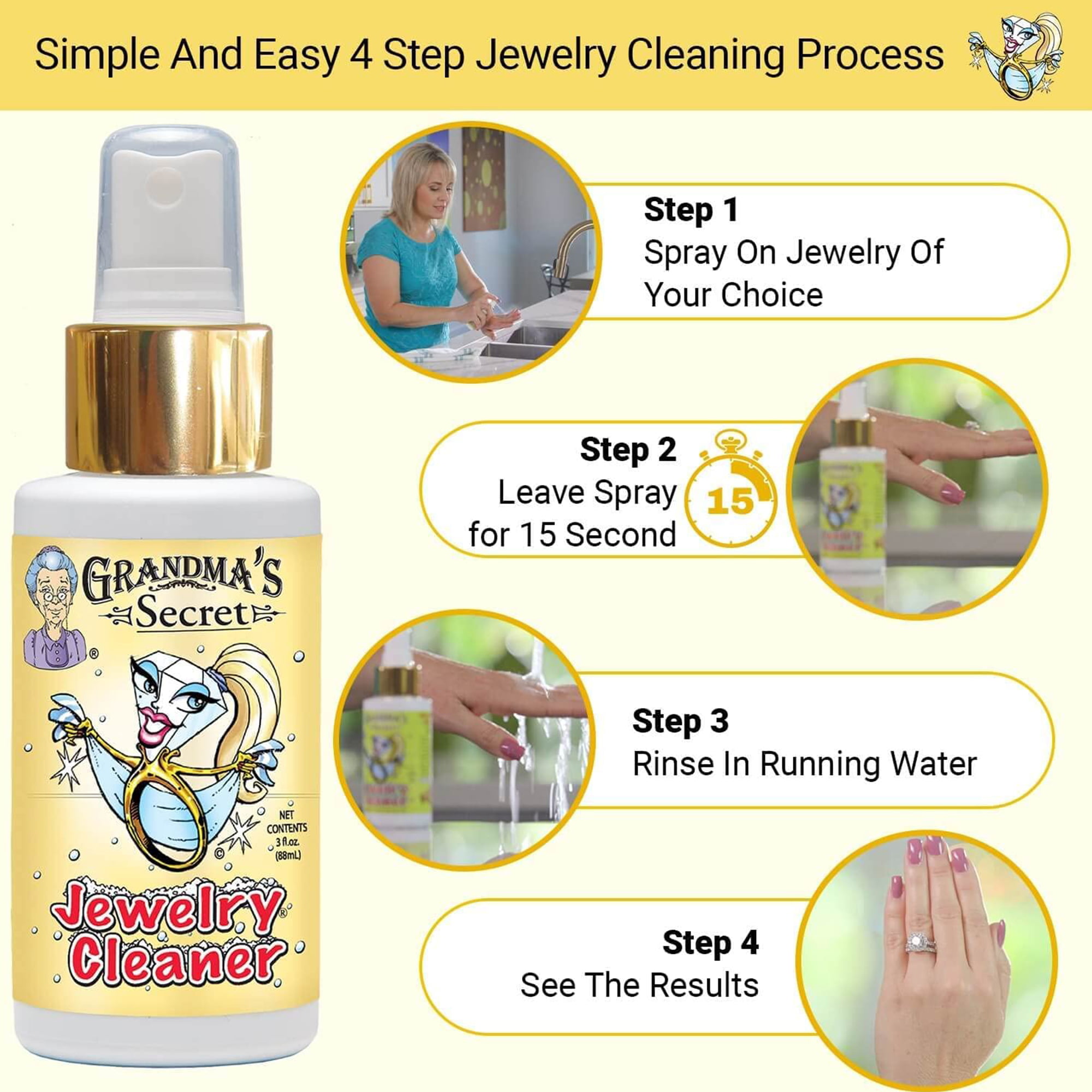 E'arrs Inc. - This 2 oz. Spray Jewelry Cleaner will keep your favorite  jewelry pieces looking like new! It works like magic on diamonds, gold,  silver, copper, and brass. Simply spray onto