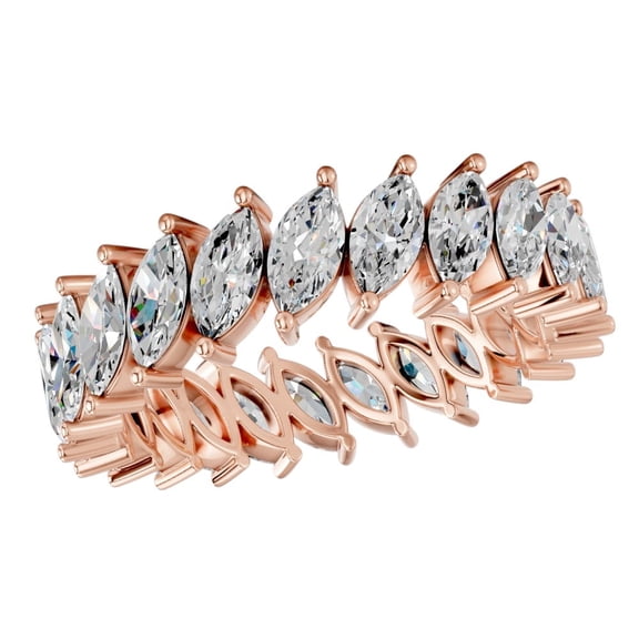KEEVA JEWELS Rose Gold Plated Silver Marquise Cut 3.45Ct Moissanite Diamond Eternity Wedding Band Size 5