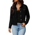 thumbnail image 4 of Gytharion Faux Suede Jackets for Women Lightweight Casual Button Down Lapel Coat Trendy Solid Long Sleeve Shacket Jacket Fall Winter Loose Comfy Cropped Jacket with Pockets, 4 of 9