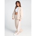 thumbnail image 4 of Women'S 2 Piece Outfits Oversized Casual Zip Up Long Sleeve Sweatshirt with Wide Leg Sweatpants Apricot XXL, 4 of 10