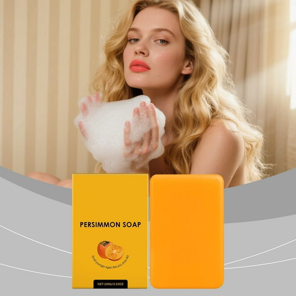 Jabón de Caqui 100 G para Personas Mayores | Hidratante, Suave para Todo Tipo de Piel, Aroma Agradable | Jabón Facial y Corporal