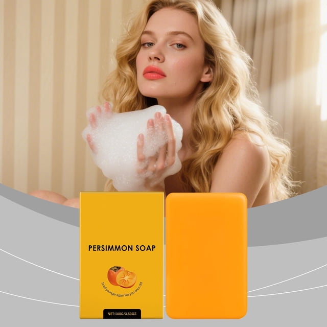 Jabón de caqui para personas mayores. Aroma a caqui. Suave e hidratante. Apto para rostro y cuerpo. Para todo tipo de piel. 100 g por unidad.