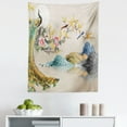 thumbnail image 1 of East Tapestry, Fine Art Scenery of Peacock Floral Branches and Mountains Japanese Spring, Fabric Wall Hanging Decor for Bedroom Living Room Dorm, 5 Sizes, Pale Tan Multicolor, by Ambesonne, 1 of 1