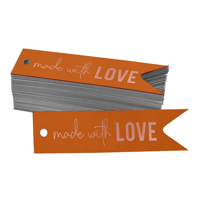 Inkdotpot Pack Of 100 Made With Love Text Favor Paper Tags Craft Real Rose Gold Foil Hang Tags
