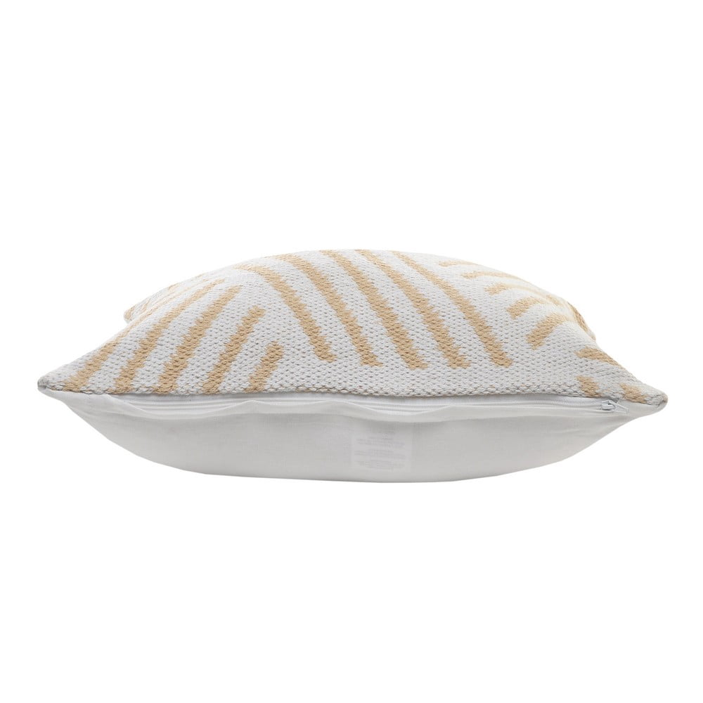Ox Bay 20" x 20" Hand-Woven White/ Tan Geometric Organic Cotton Pillow Cover