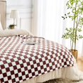 thumbnail image 3 of Brown Checkered Blanket, Ultra Soft Cozy Flannel - Checkered Grid Print Throws for Bed Sofa Couch, Luxury Throw Blanket for All Seasons, 60x80 Inch, Brown, 3 of 7