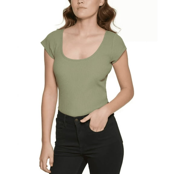 Calvin Klein Womens Jeans Short-Sleeve Bodysuit, Green, X-Large