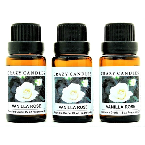Crazy Candles Vanilla Rose 3 Bottles 1/2 FL Oz Each (15ml) Premium Grade Scented Fragrance Oil Made in USA