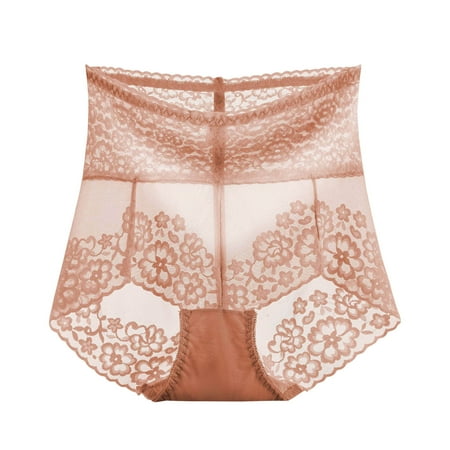 Vblhal Womens Plus Size Sexy Underwear Thin Lace Lingerie Full Coverage Panties Butt Lift Briefs Soft Transparent Underpants High Waisted Panty