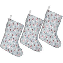 Christmas Stockings Light Blue Snowman and Tree Pattern Personalized 3 Pack 14.8 Inch