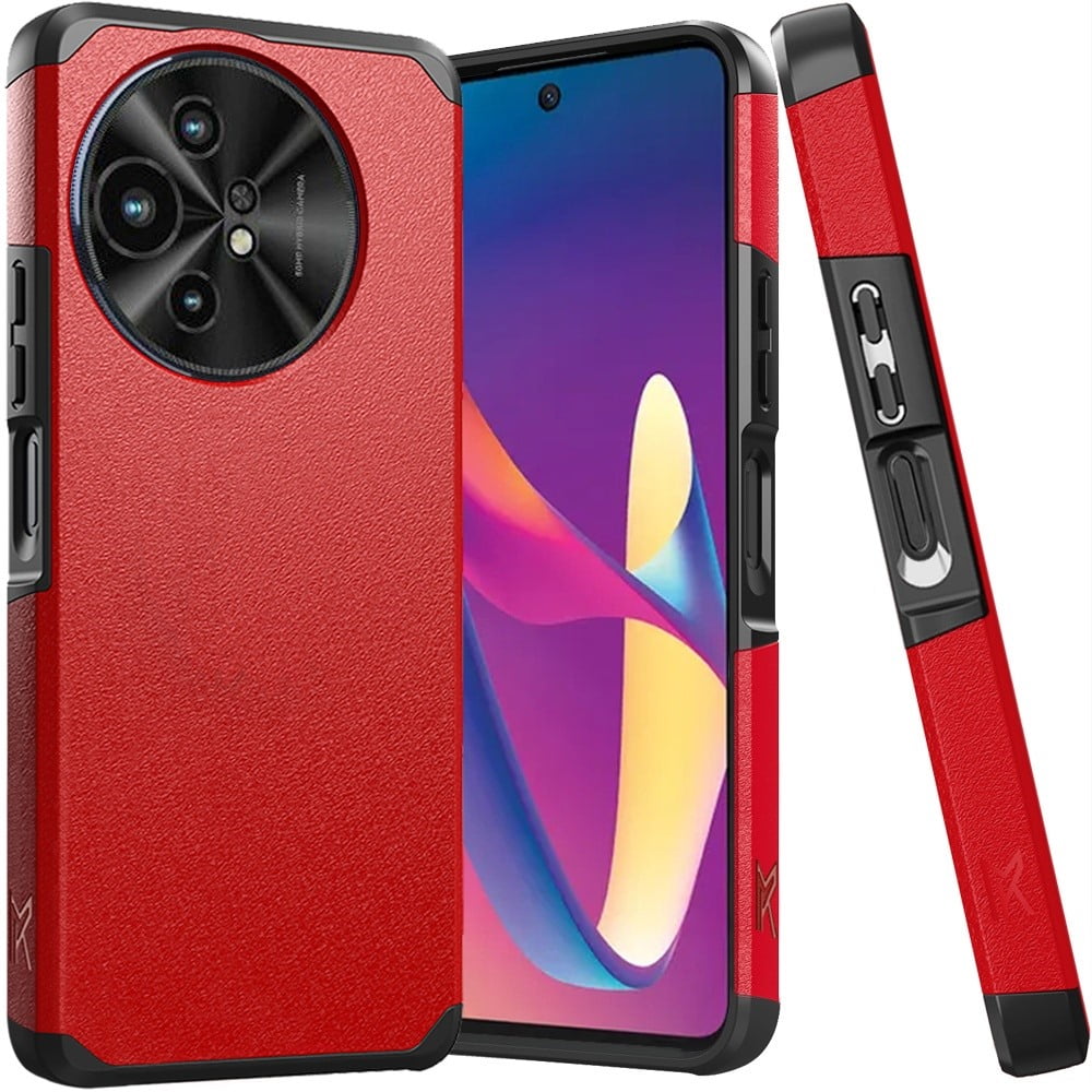 Designed for TCL 50 XL 5G Ultra Slim Fit Tough Strong Protection Shock  Absorption Hybrid Dual Layer Hard PC + TPU Rubber Armor Phone Case Cover  [Red]